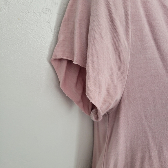 American Eagle Women's Small Soft & Sexy T Baby Pink Snap Button V-neck Cutout - Picture 2 of 8